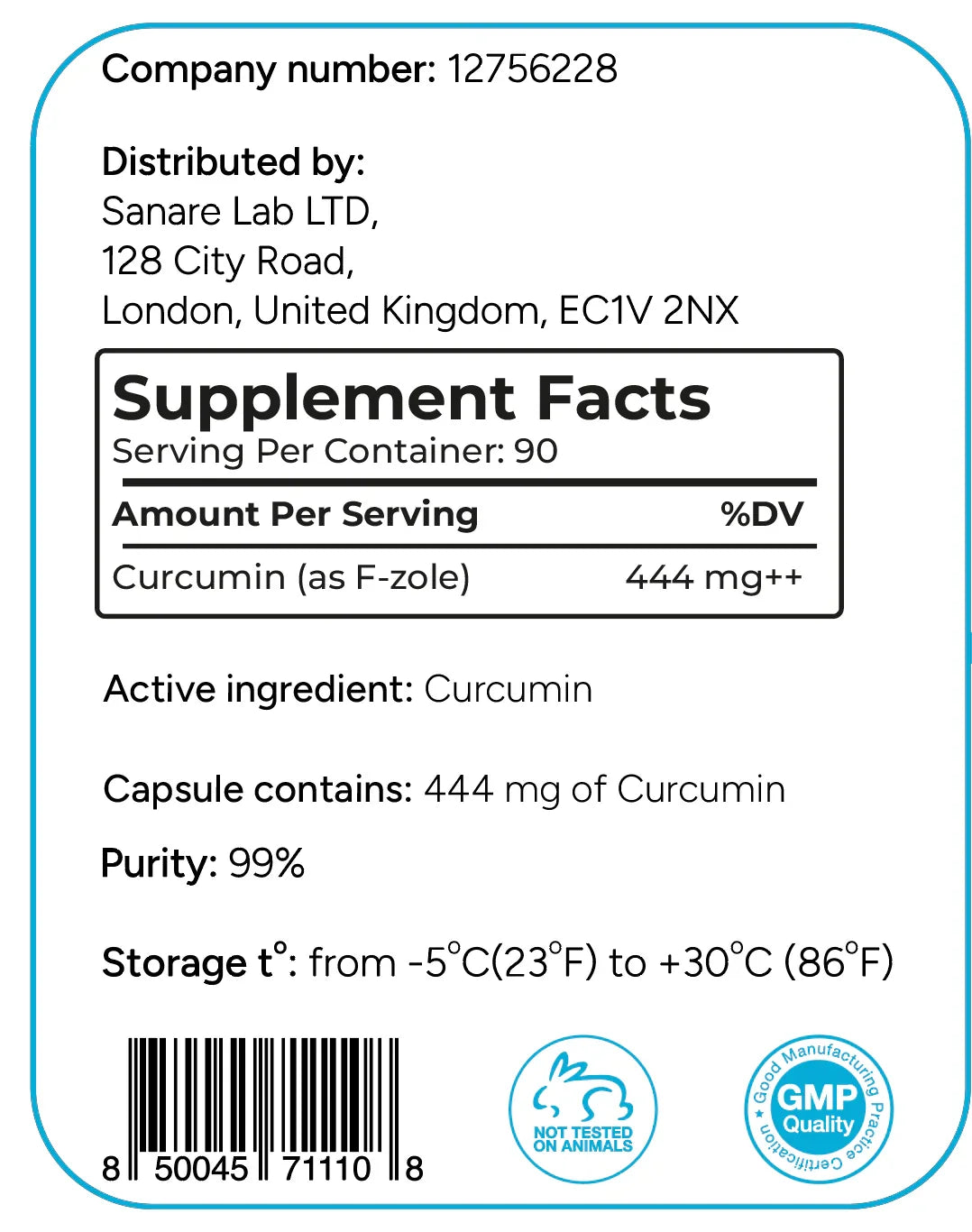 SanareLab | 444 | mg  90 | ct  99% 3rd Party Tested